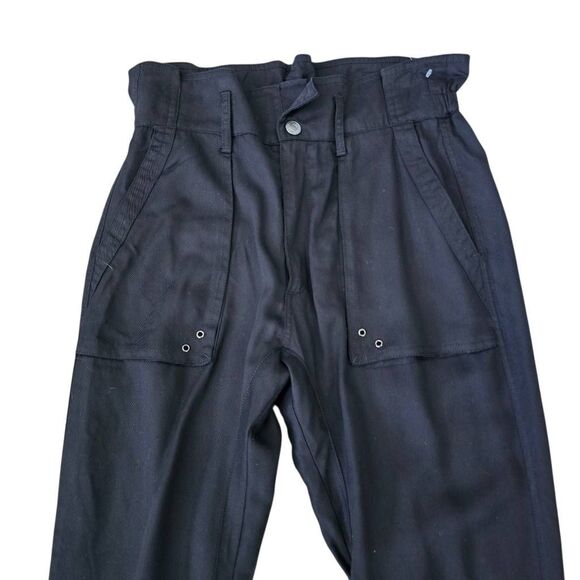 Pam & Gela Paperbag Pants Women's Small Black Ankle Zipper Casual Jogger - Picture 3 of 8